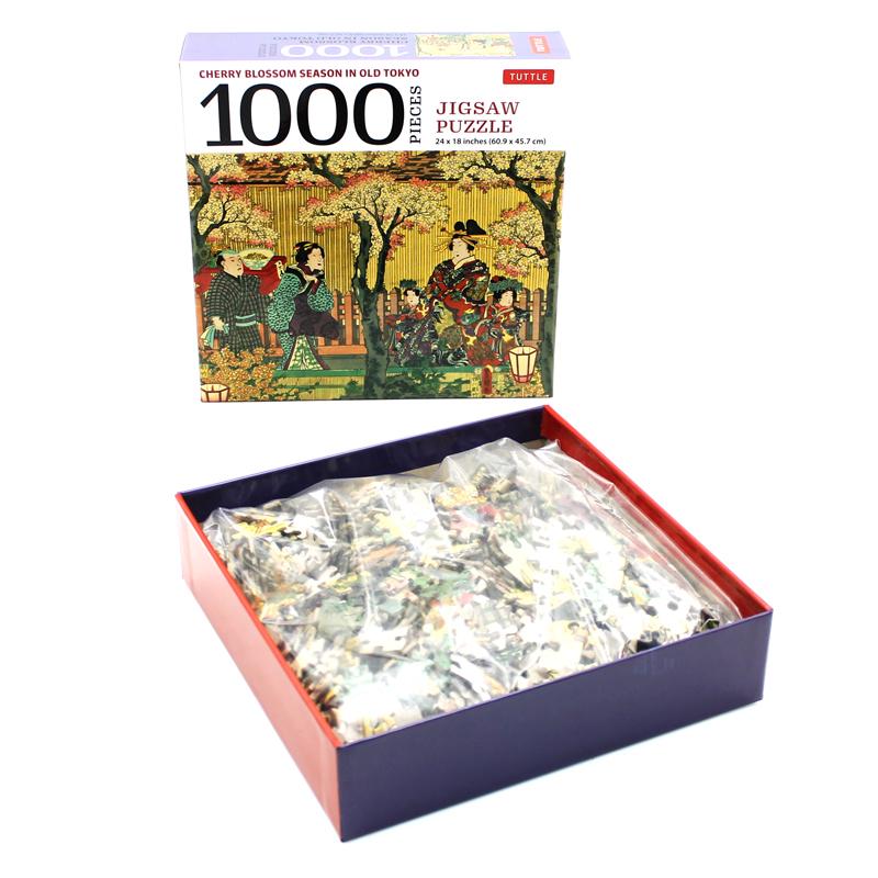 Cherry Blossom Season In Old Tokyo- 1000 Piece Jigsaw Puzzle: Woodblock Print By Utagawa Kunisada