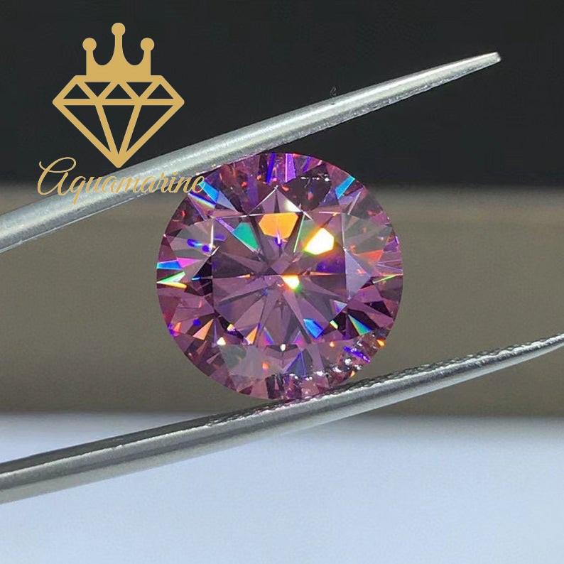 Kim cương nhân tạo Moissanite Round Pink (7.2-10ly)