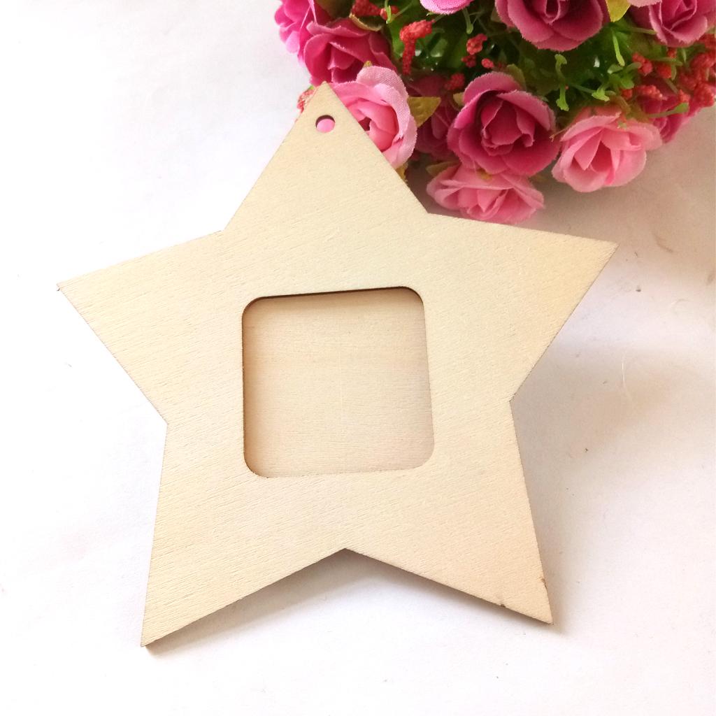 20 Chiếc Treo Gỗ Mini Khung Ảnh Thủ Công Bộ Khung Mini Ngôi Sao Trang Trí Album Mặt Dây Chuyền Trang Trí Nhà