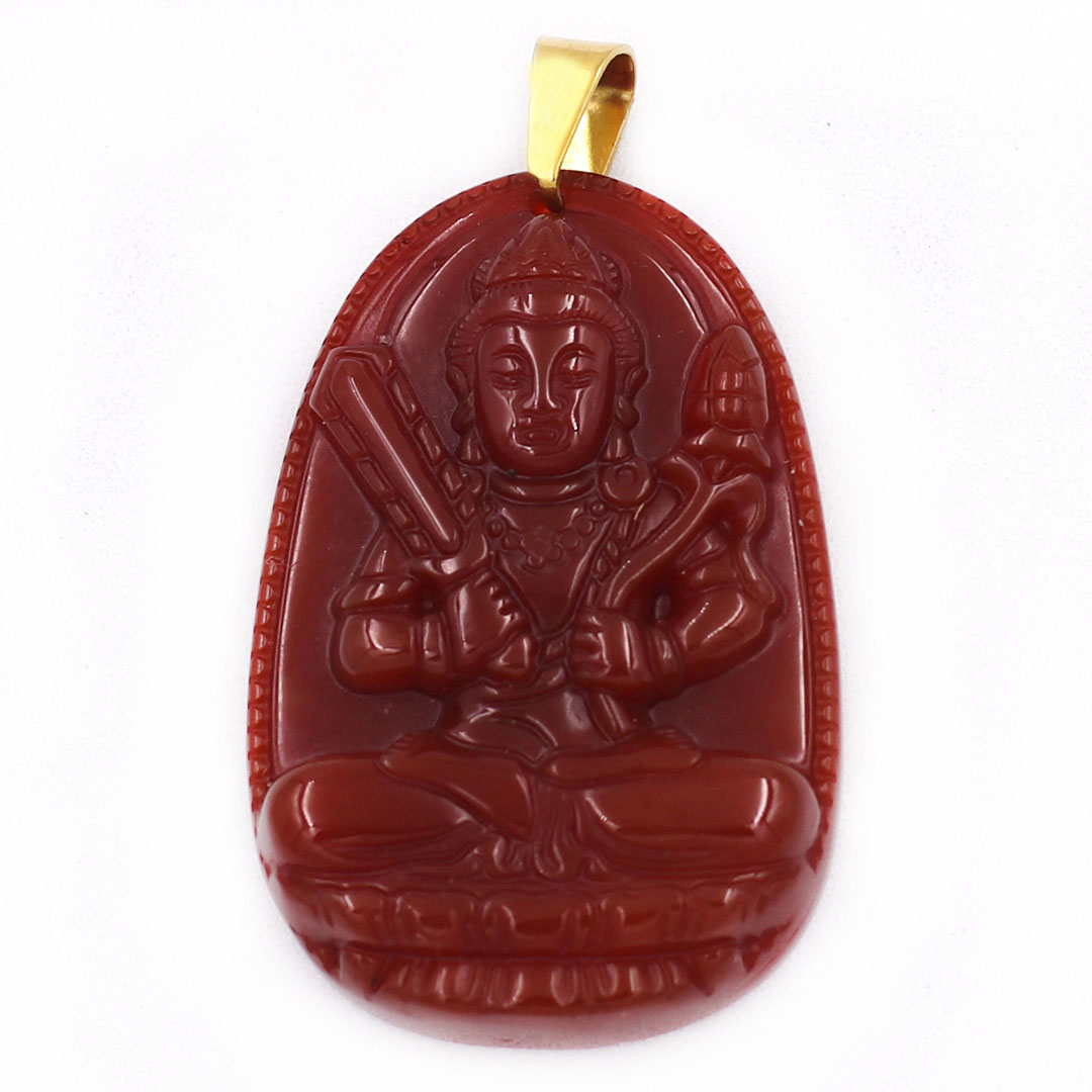 Mặt Phật Hư Không Tạng Bồ Tát thạch anh đỏ 3.6cm - Phật bản mệnh tuổi Sửu, Dần