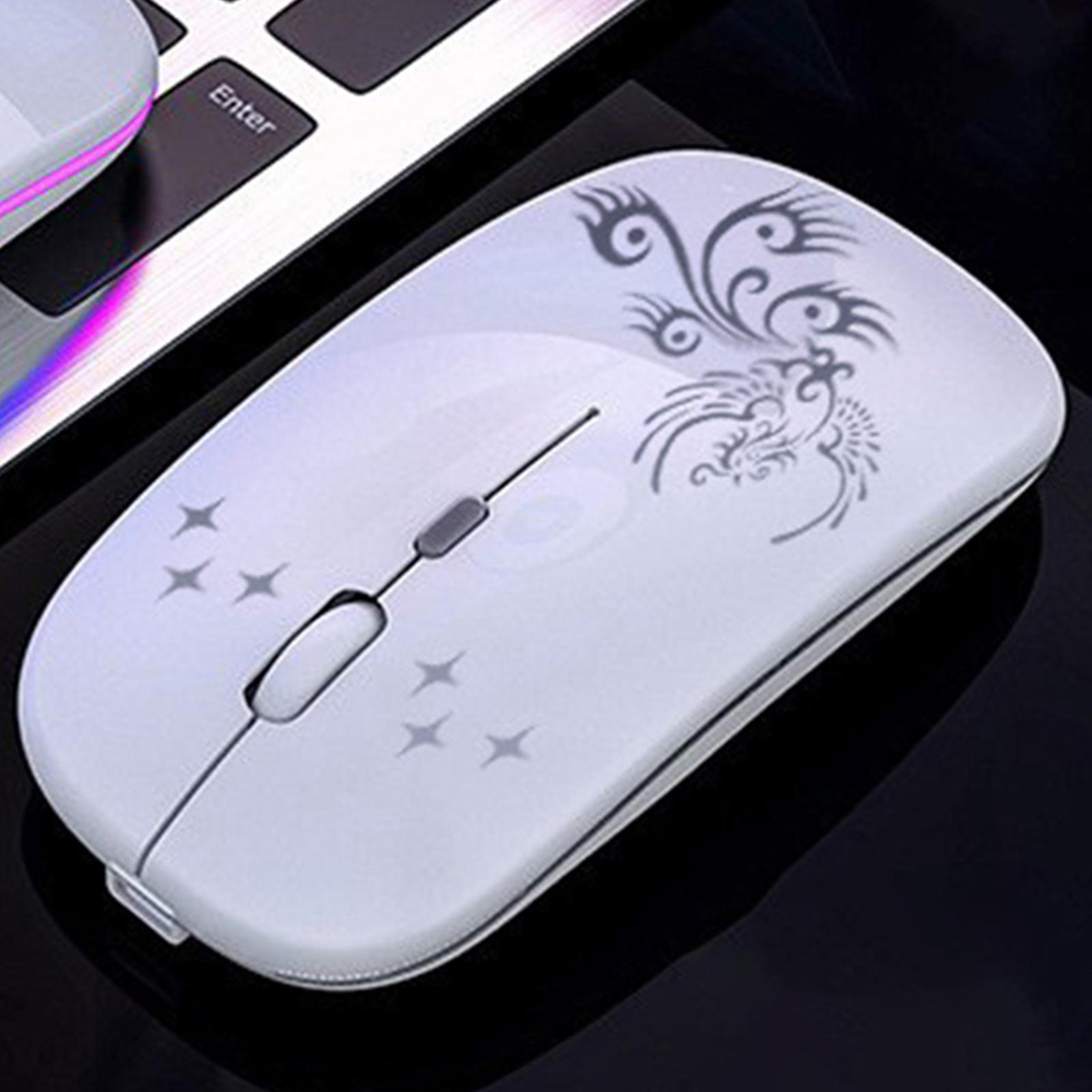 Wireless Mouse.0.2 2.4G Rechargeable for Laptop Notebook Desktop White