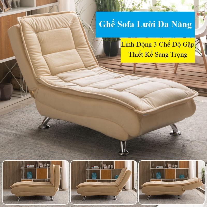 Ghế sofa giường nằm thư giãn bọc da tặng kèm gối - Có Kèm Ảnh Thật