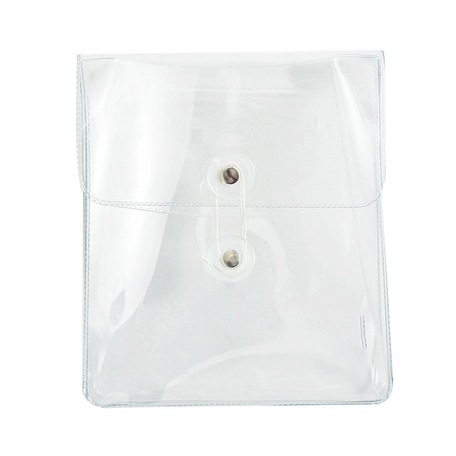 Portable Transparent File Document Bag Pouch Plastic Envelope Bill Invoice Storage Organizer with Button & String Tie
