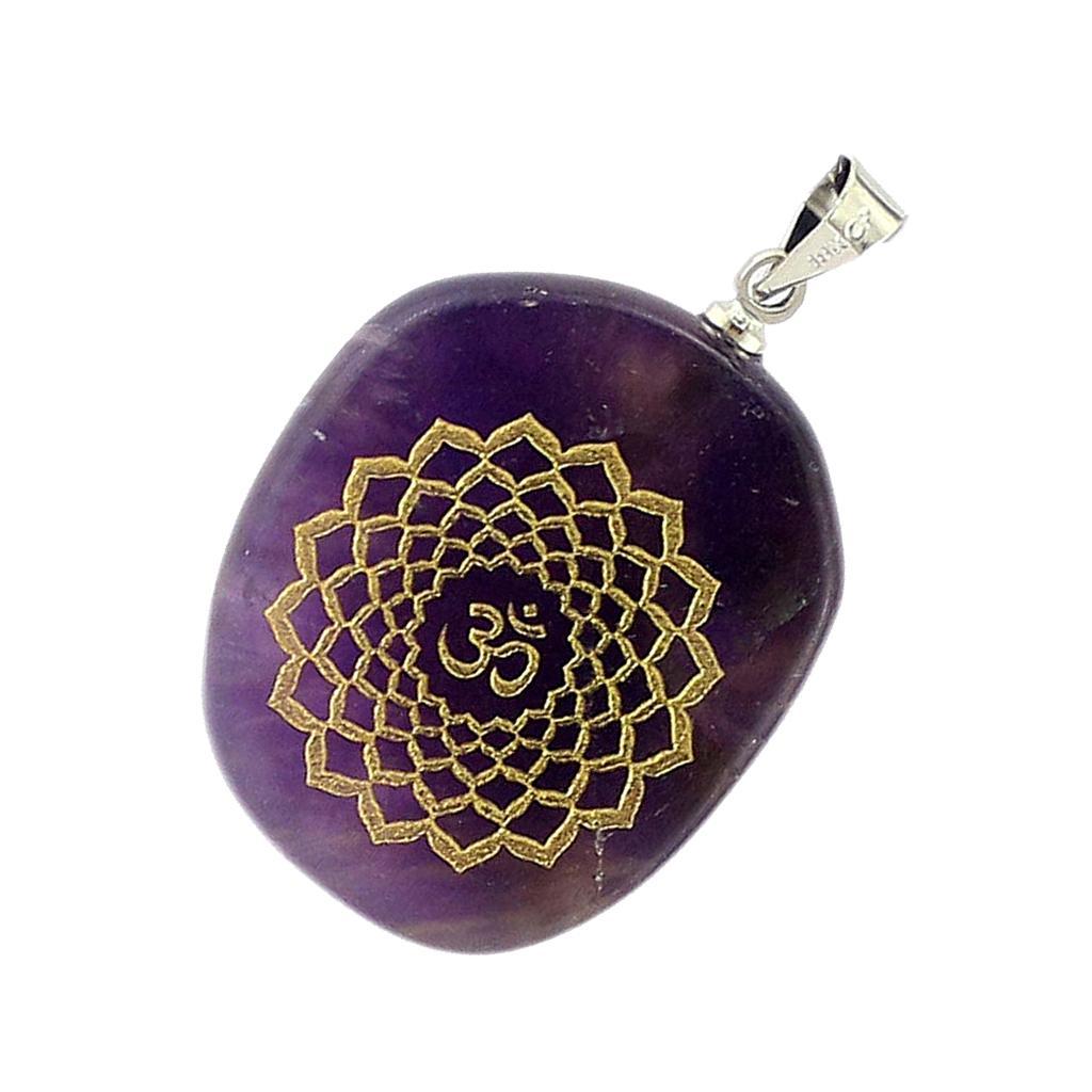 Engraved Reiki Crystal Pendants for Kids Friends Gift Collectables Craft B