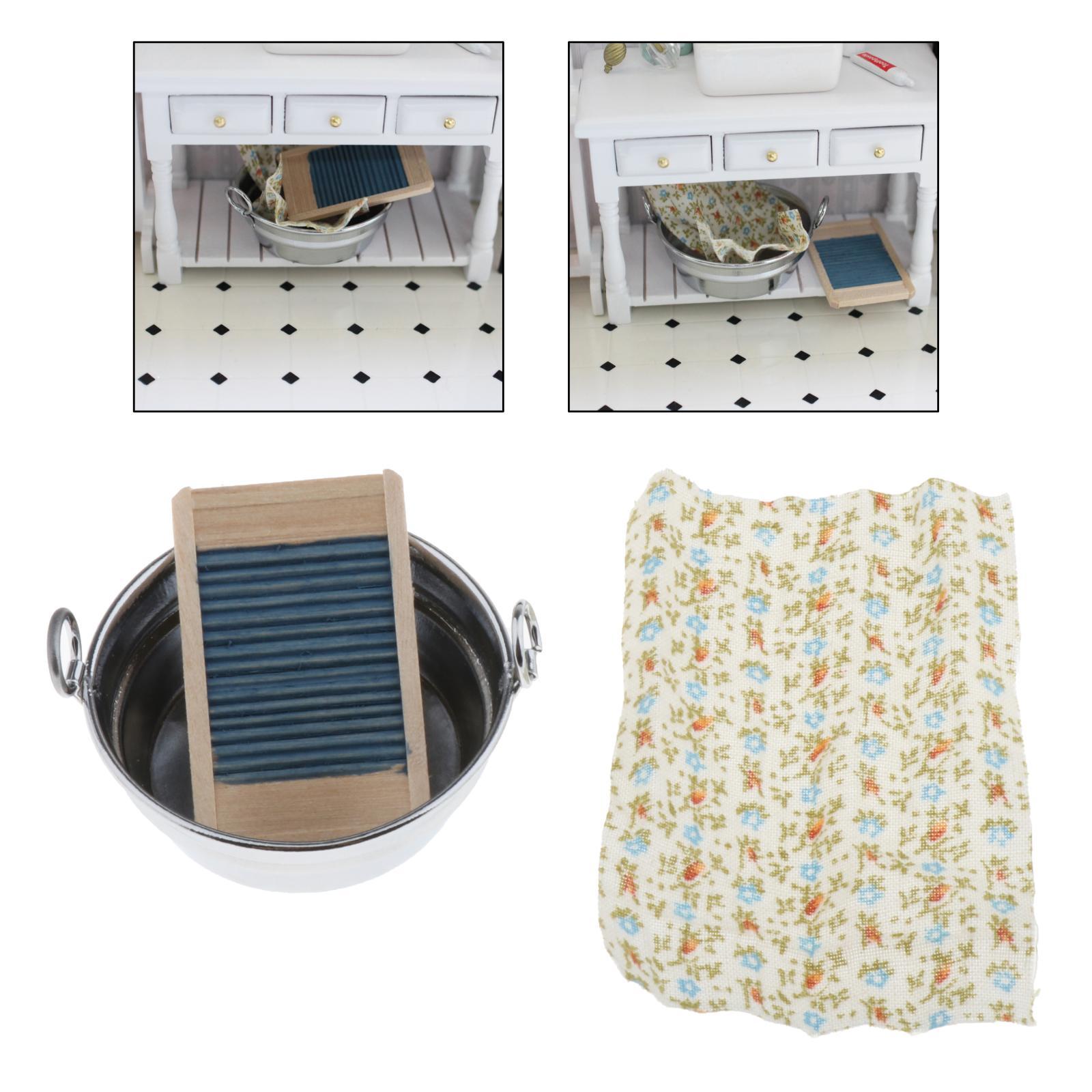 1/12 Mini Dollhouse Bucket Model Toy Bathroom Scenery Accessory for Dolls House