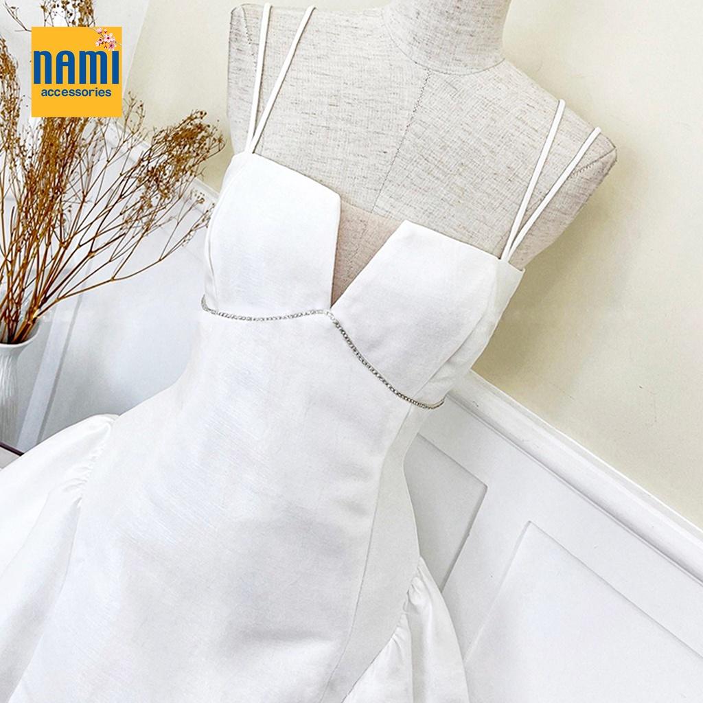 Đầm xoè phồng hai dây dáng A đính đá viền ngực tiệc tùng sang chảnh quyến rũ - ATNU042