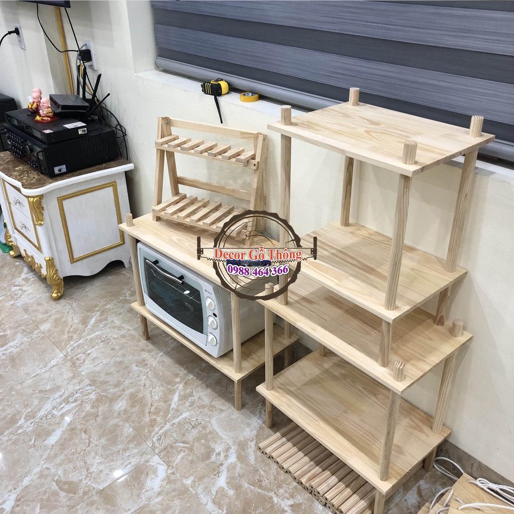 Kệ gỗ thông 30x50 cao 2 3 4 tầng nhiều tiện ích
