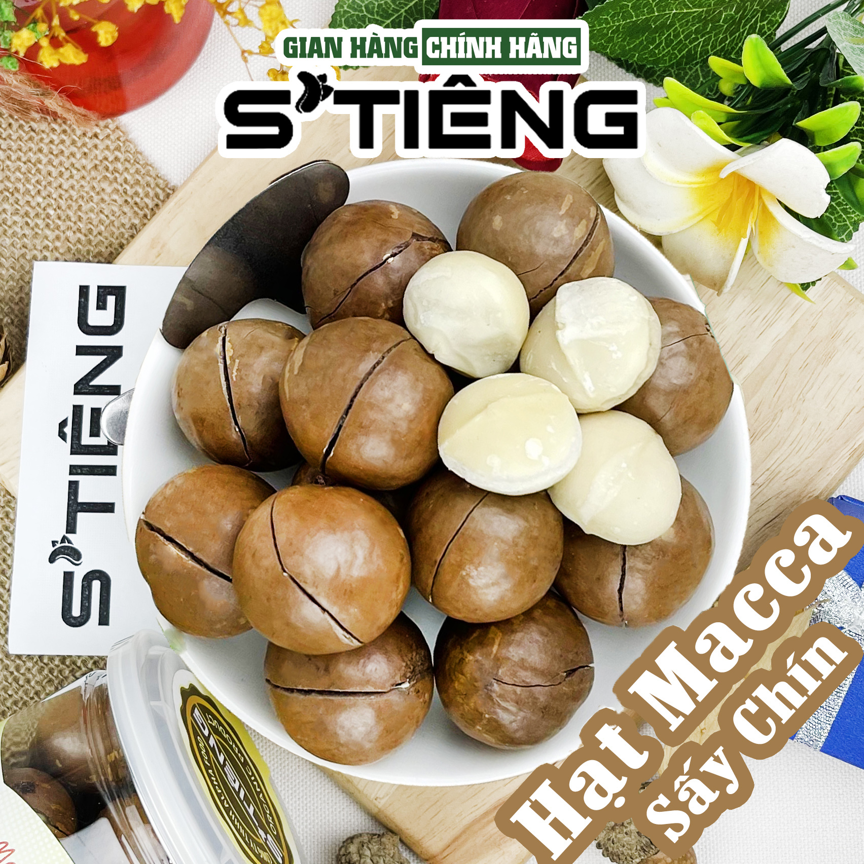 500Gr Hạt Macca Nứt Vỏ Sấy Chín S'TIÊNG Giòn Ngon Túi Zip