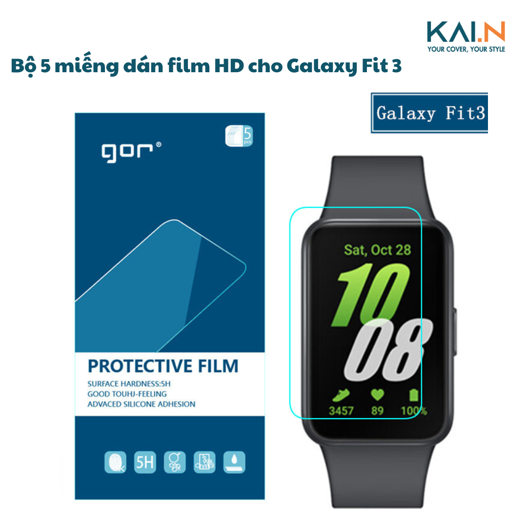 Miếng dán Film TPU HD cho đồng hồ Samsung Galaxy Fit 3, GOR, bộ gồm 5 miếng_ Hàng chính hãng