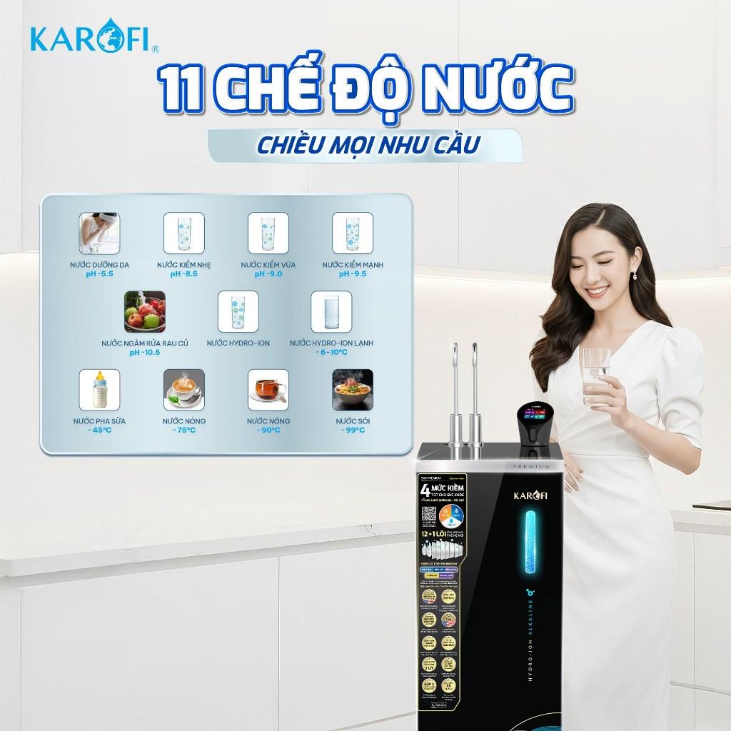 [TẶNG MÁY LỌC KHÔNG KHÍ KAP 317] Máy lọc nước Nóng Lạnh Hydro-ion Kiềm Karofi SA8 PREMIUM - 12+1 lõi - Hàng Chính Hãng