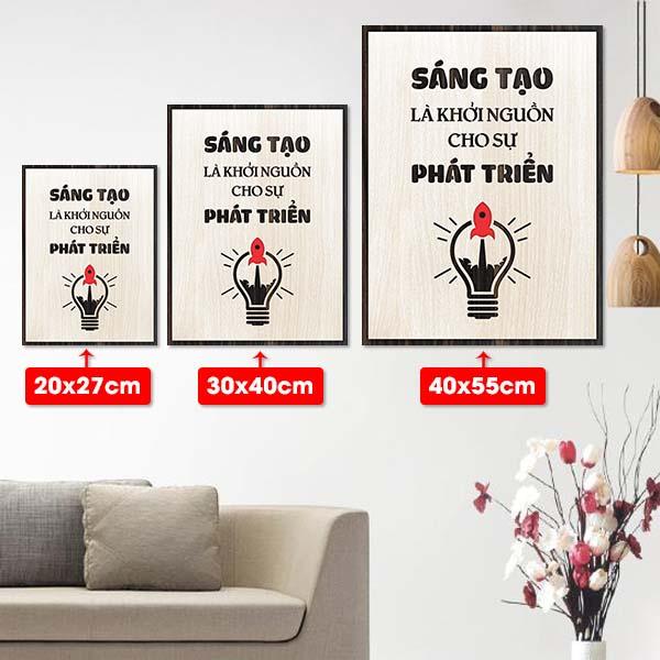 Tranh slogan về sáng tạo và sự phát triển TBIG120, Tranh gỗ khắc chữ truyền cảm hứng tạo động lực làm việc