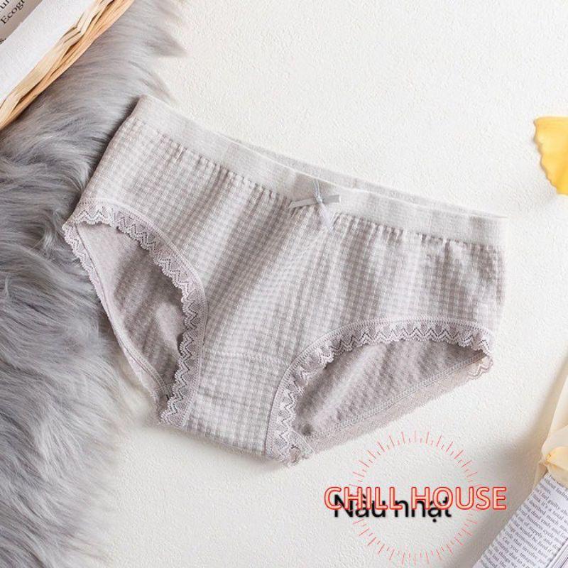 MỚI*ĐƯỢC CHỌN MÀU- Quần lót cotton kẻ nơ kháng khuẩn CHỐNG VIÊM - CHILLHOUSE