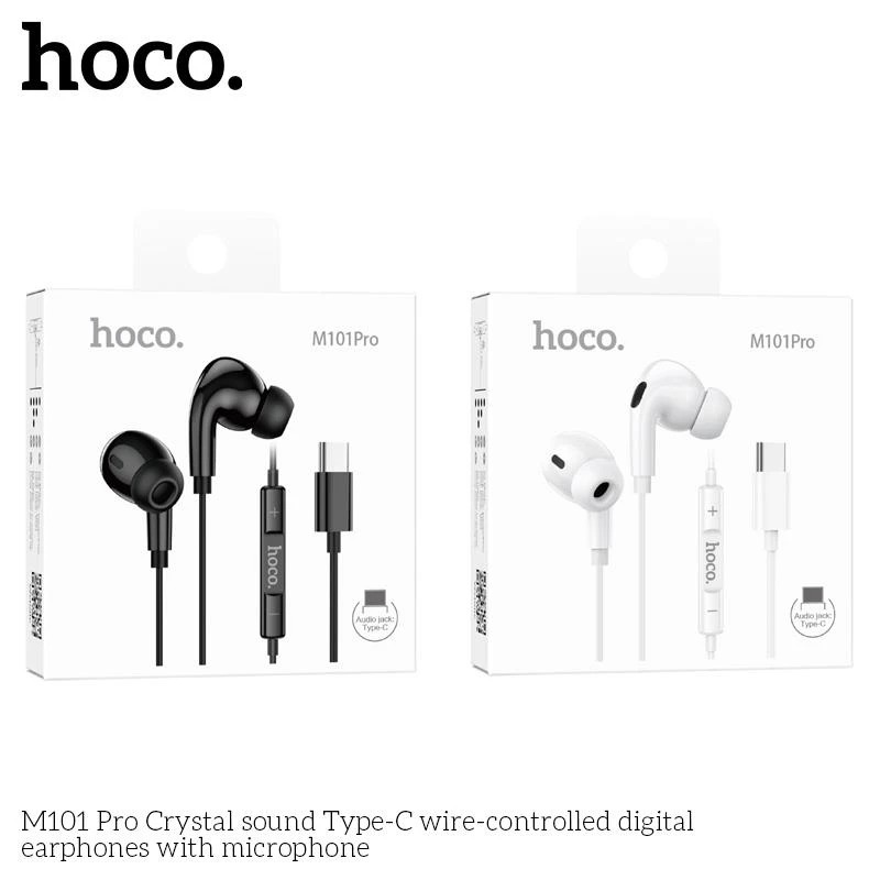 Tai nghe nhét tai jack cắm Type-C có mic hoco. M101 Pro tương thích rộng với các máy Android chân Type C và cho Iphone 15 Ipad Chân Type C - Hàng chính hãng