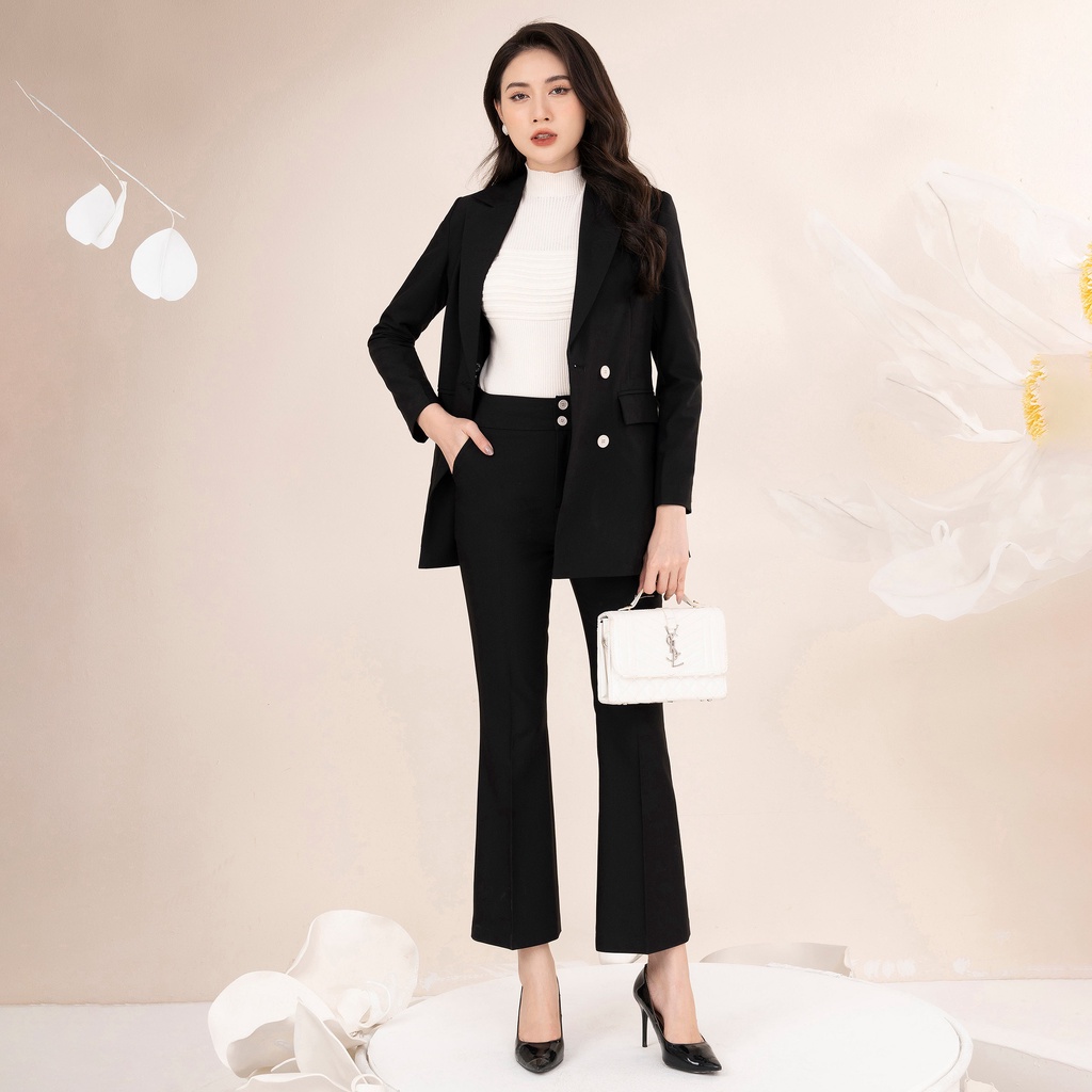 Bộ Đồ Vest Nữ Trơn UK Fashion Thiết Kế Cổ Ve Xuôi Kiểu Dáng Lịch Sự Nhã Nhặn, Chất Vải Nhập Hàn Cao Cấp NKBD2209003