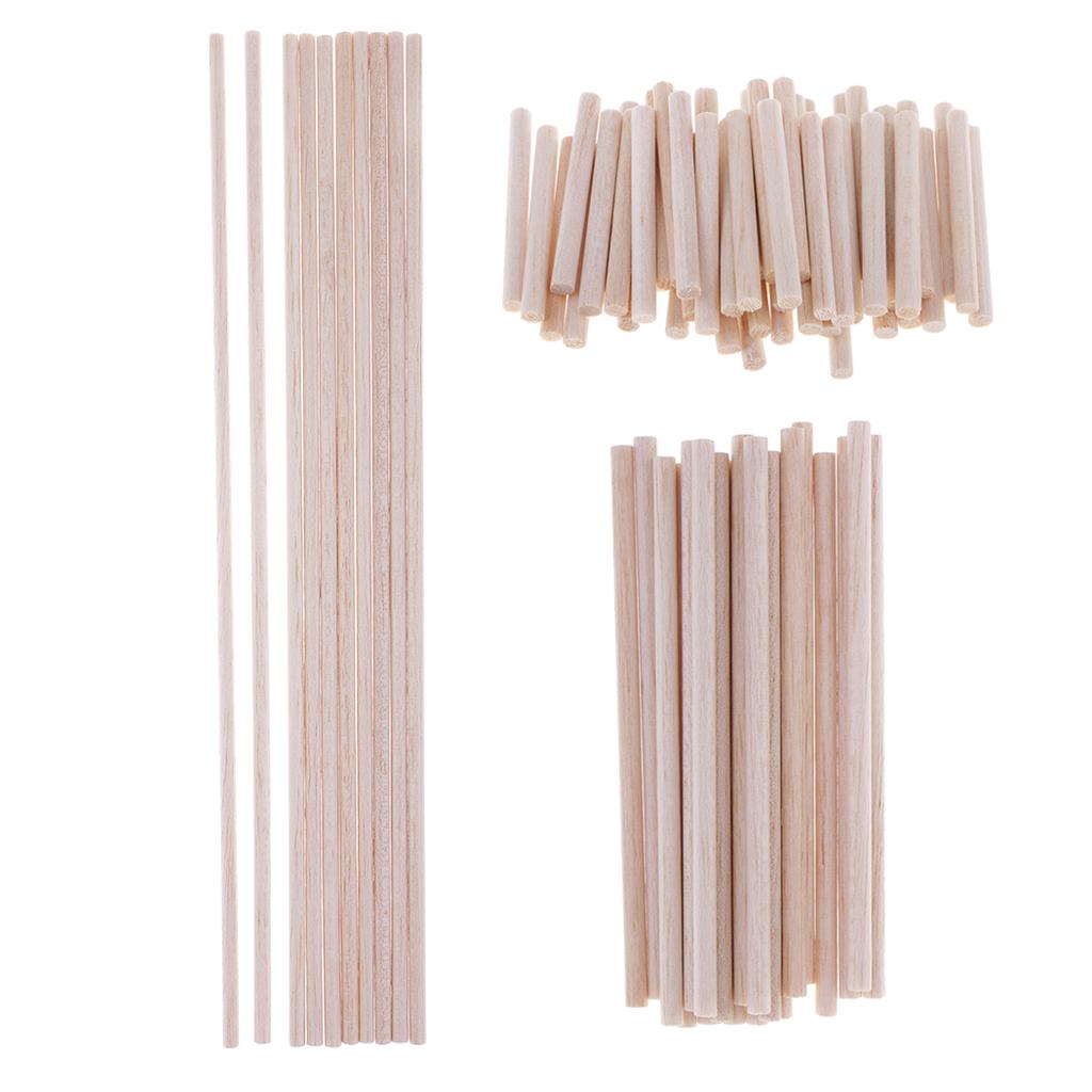80 Chiếc Balsa Gậy Gỗ Gỗ Dowel Thanh Đường Kính 5 Mm Thủ Công Chưa Hoàn Thành Gỗ Tự Nhiên-50 Mm/ 120 Mm/300 Mm