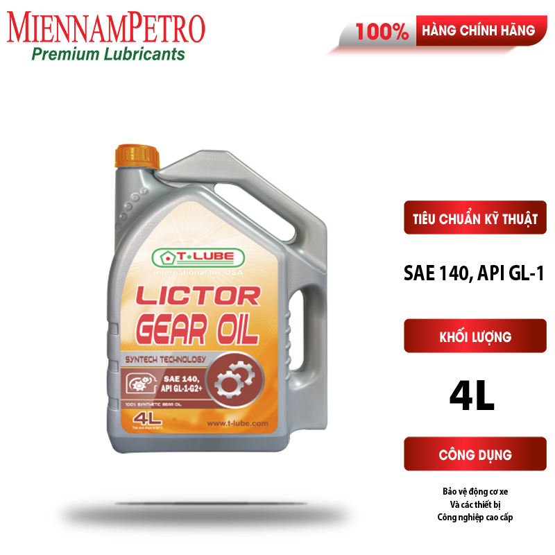 Dầu Nhớt Tlube Lictor Gear Oil 140 SAE 140 API GL-1 4L MiennamPetro Bảo Vệ Hộp Số Các Dòng Xe Ô Tô, Xe Bán Tải