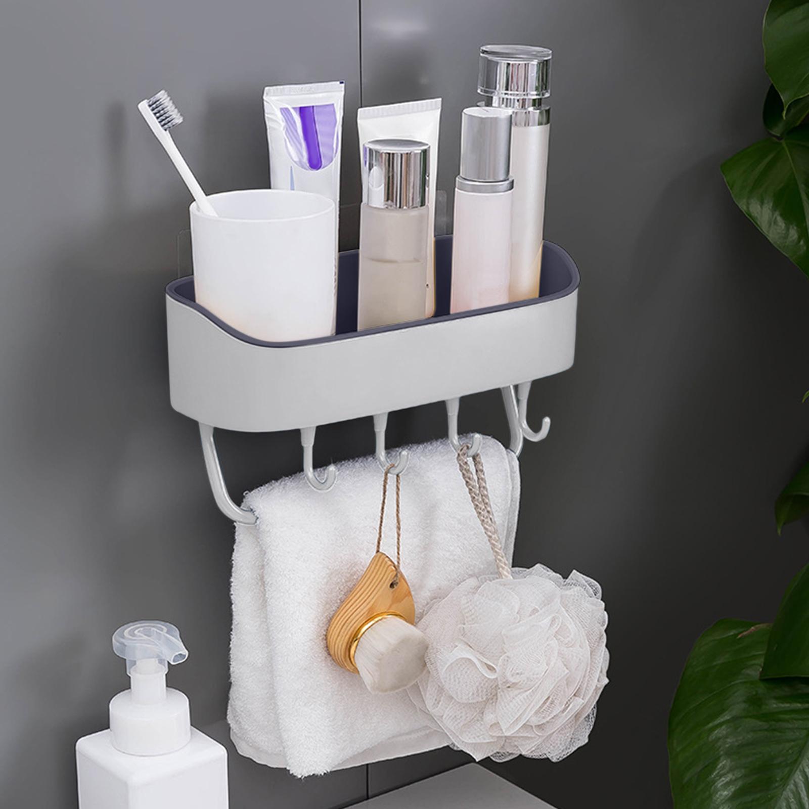 Wall Mounted Shower Caddy Shelf No Drilling Shower Basket Shelves for Home Pink