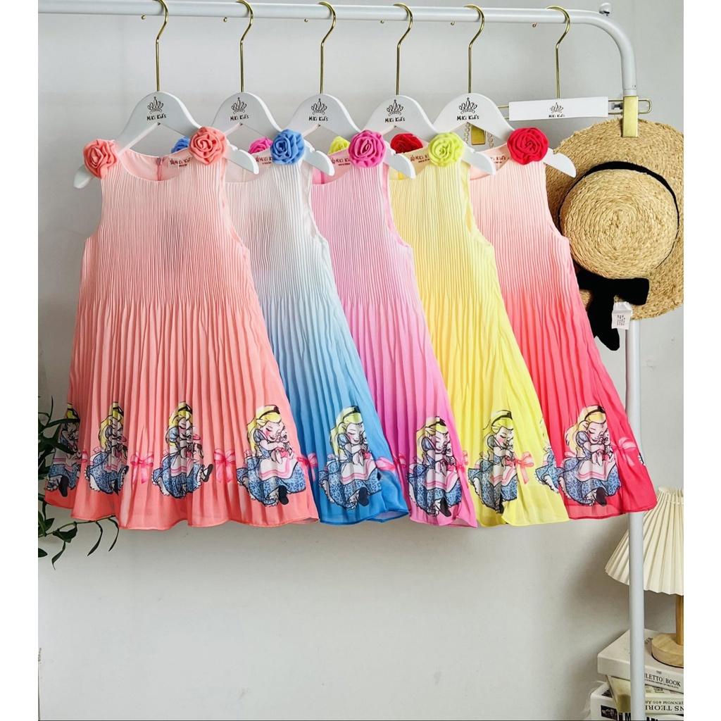 Đầm voan công chúa cho bé gái màu sắc cầu vồng mẫu mới nhất size 12-35kg hàng thiết kế cao cấp