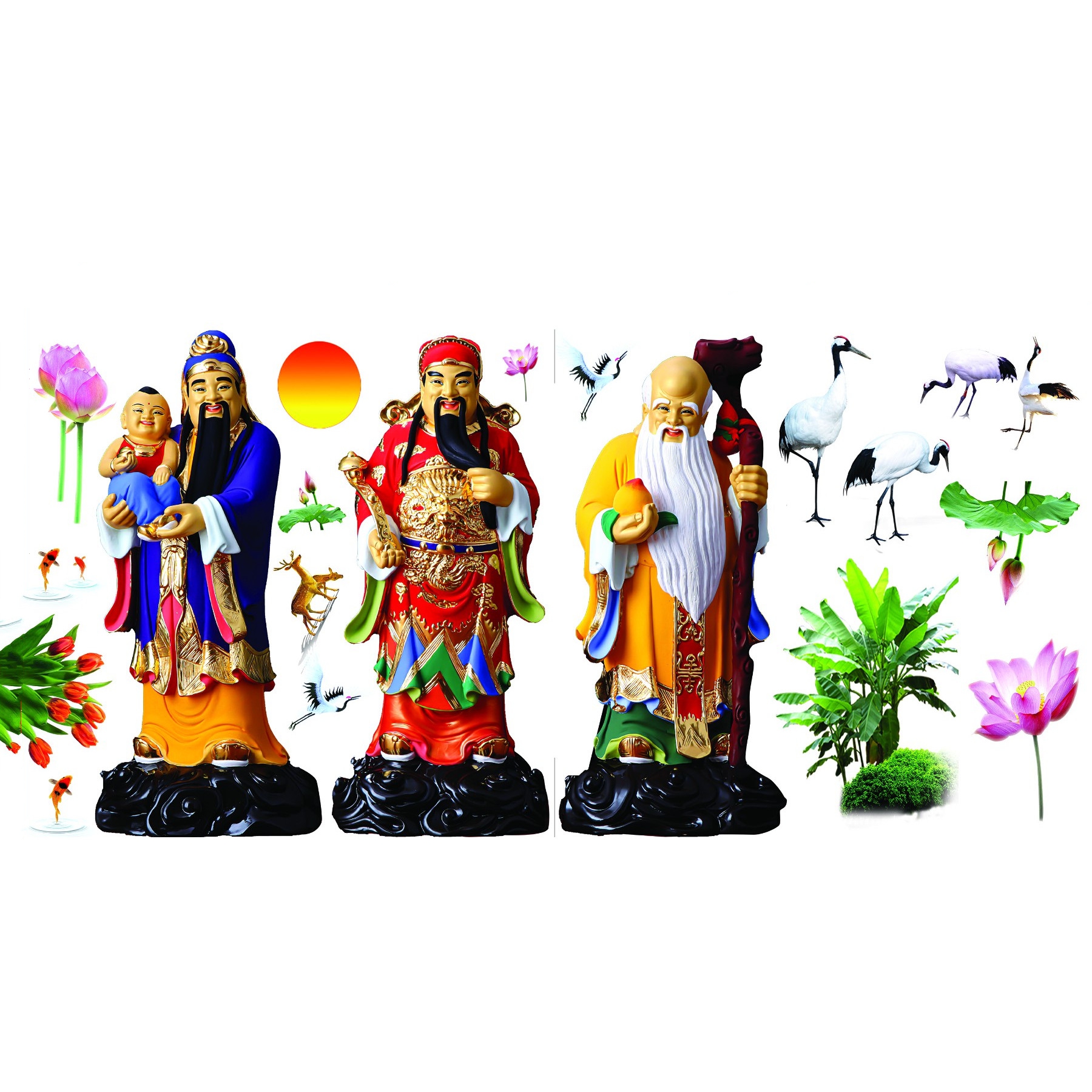 Bộ hình decal được cắt  sẵn dán tường, dán kính Phúc Lộc Thọ