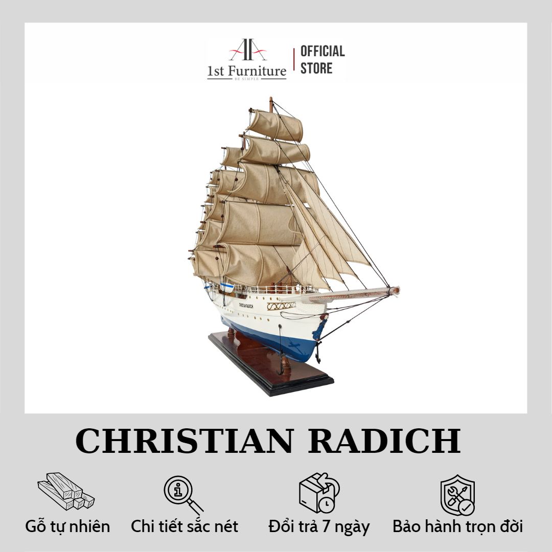 Mô hình Thuyền Cổ CHRISTIAN RADICH cao cấp, mô hình thuyền gỗ tự nhiên sang trọng lắp ráp sẵn 1st FURNITURE