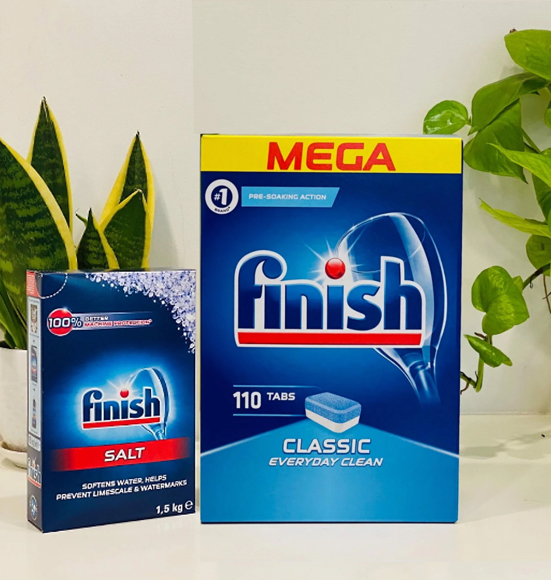 combo viên rửa bát finish 110 viên + muối rửa bát finish 1,5kg dùng cho máy rửa bát