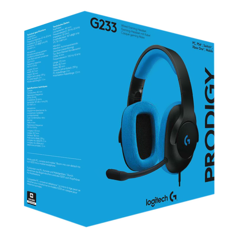 Tai Nghe Chụp Tai Gaming Logitech G233 Prodigy - Hàng Chính Hãng