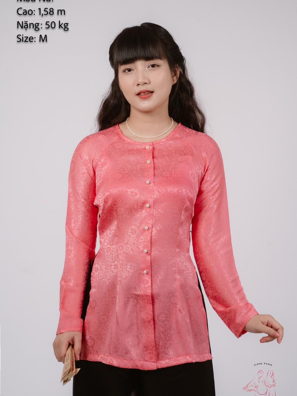 Bộ áo bà ba gấm Trắng/ Hồng lợt/ Xanh dương/ Hồng đào/ Xanh ngọc - Bà ba Bigsize- May sỉ Áo bà ba toàn quốc theo yêu cầu - 1bộ Trắng(1Áo+1Quần)