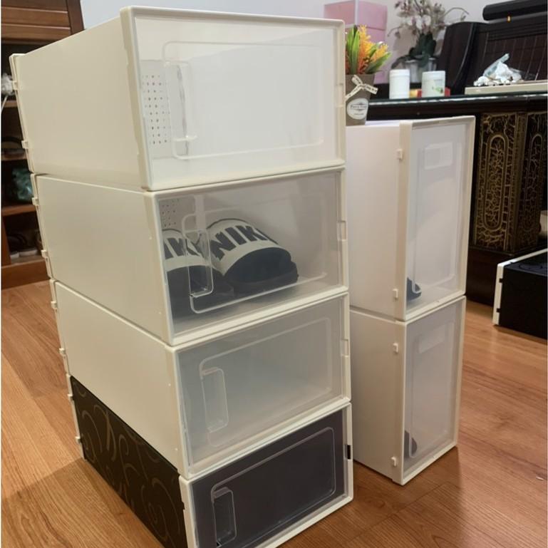 COMBO 10 Hộp Đựng Giày Cửa Ngang Có Lỗ Thông Hơi, Hộp Để Giày Lắp Ráp Nhựa Cứng Trong Suốt
