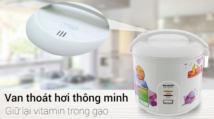 Nồi cơm điện nắp gài Sharp KS-18TJV 1,8L - Hàng Chính Hãng