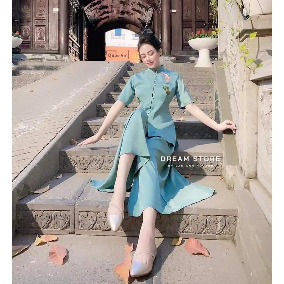 ĐỒ LAM ĐI CHÙA Mẫu Song Ngư Lụa Cao Cấp