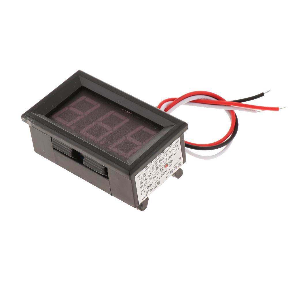 DC 0-30V 3-wire Voltage Meter LED Digital Voltmeter W/ Reverse Protection