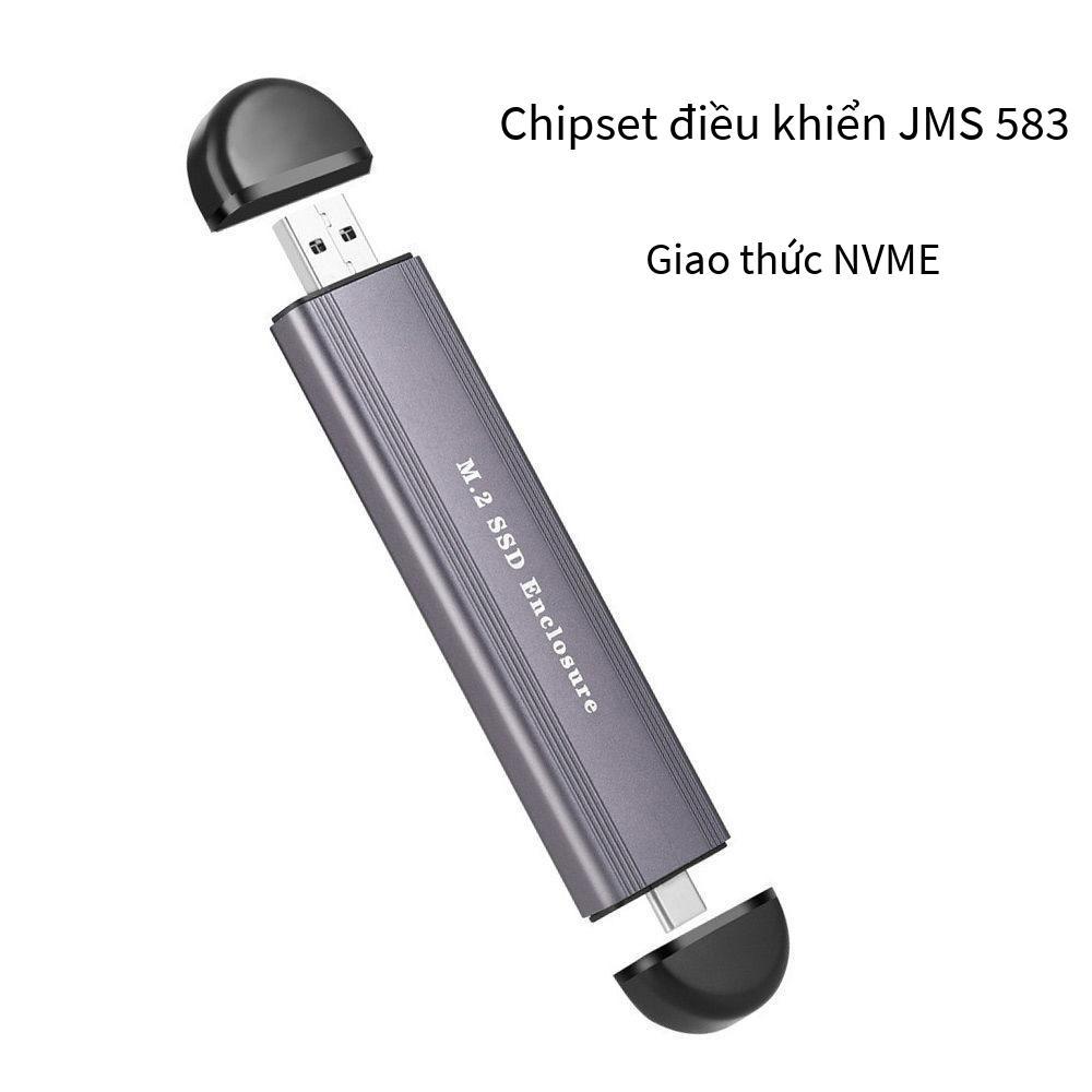 Hộp đọc trạng thái rắn M.2 phong cách mới nhất Hộp đĩa cứng giao thức kép NVMe/SATA USB3.1 máy tính hộp đĩa cứng di động m2 bên ngoài