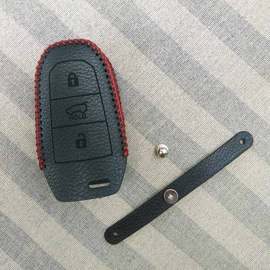 Bao da chìa khóa smartkey xe hơi Peugeot (Đen)