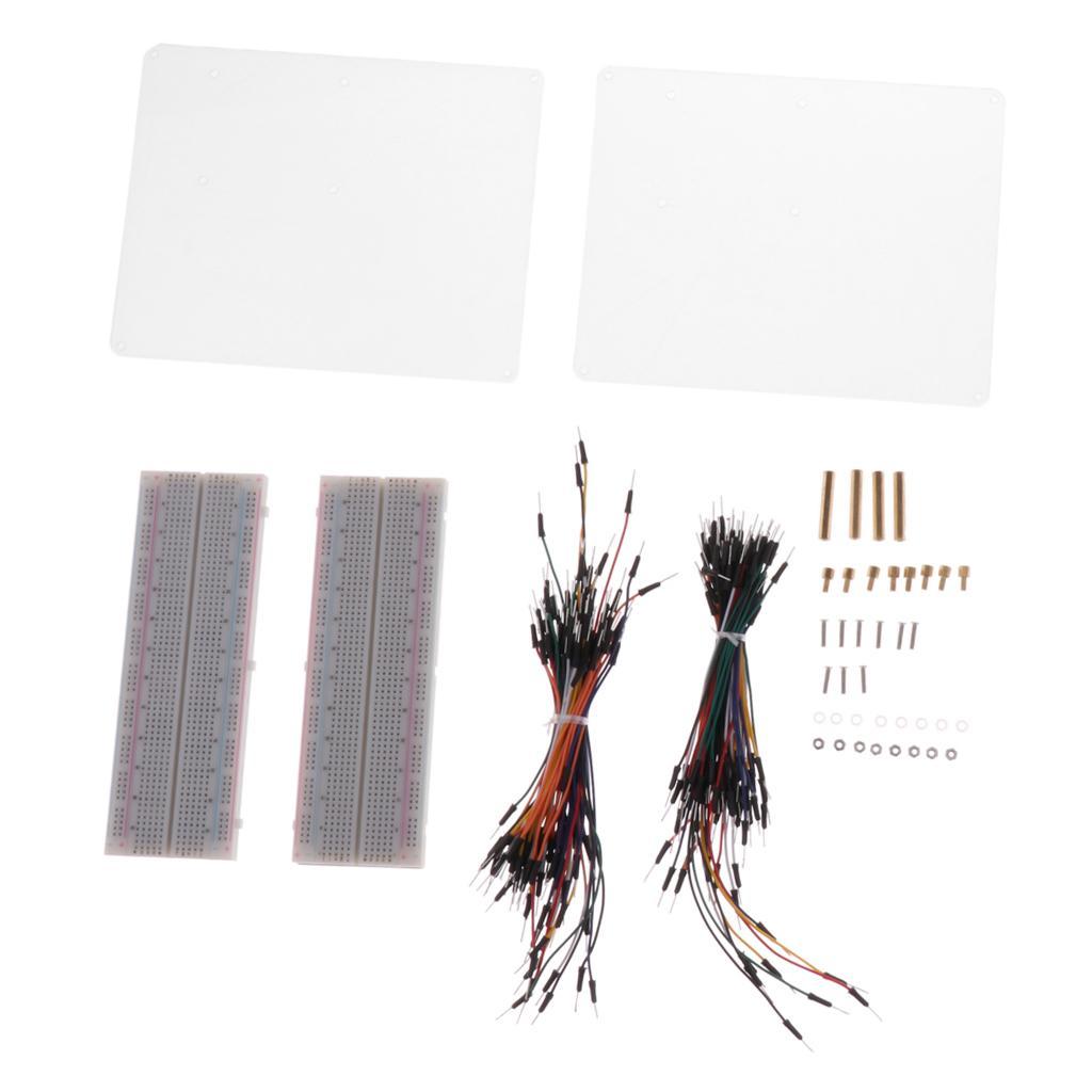 Acrylic Experiment Plate + Breadboard Board + Jumper Wire Cable for Raspberry Pi 3 Model B+ 3B 2B