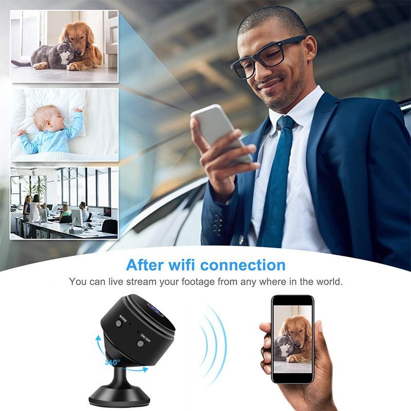 Camera wifi siêu nhỏ A9-2.0MP có hồng ngoại ẩn xem đêm sắc nét kèm giá đỡ camera + thẻ nhớ Micro 32GB Class 10