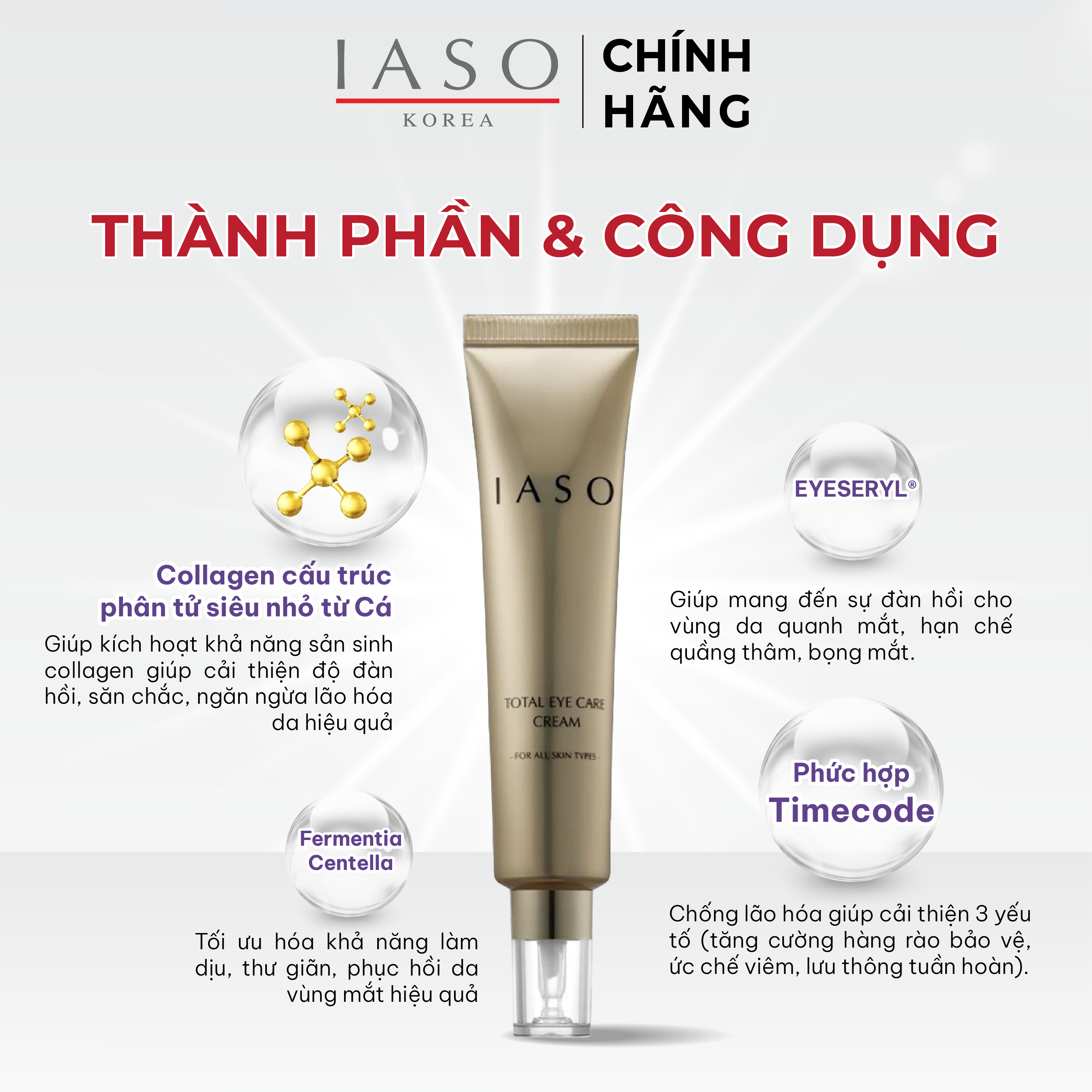 I59 Kem giúp trẻ hóa da vùng mắt - Total Eye Care Cream 40ml - IASO