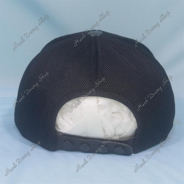 Nón hiphop nón Snapback trơn không logo không thêu vải cotton lưới - Đen Lưới Sọc