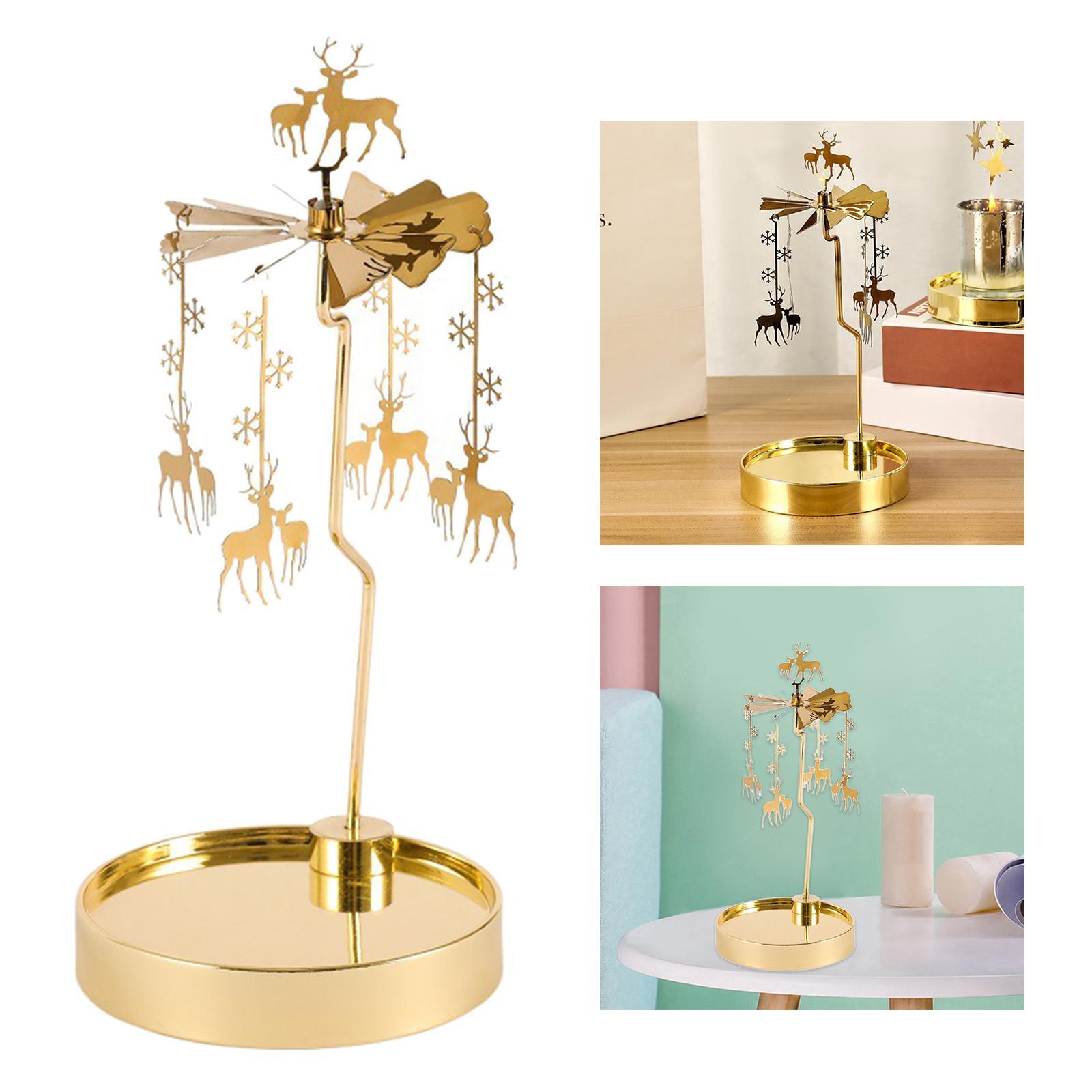 2 Pieces Rotating Candle Holder Tray Plate Candlestick Christmas Home Decor