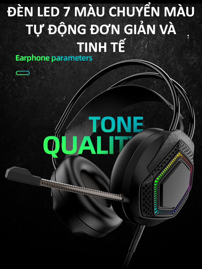 Tai nghe AK5 chuyên game âm thanh sống động có đèn LED 7 màu kèm mic dành cho game thủ CỔNG 3.5mm + USB