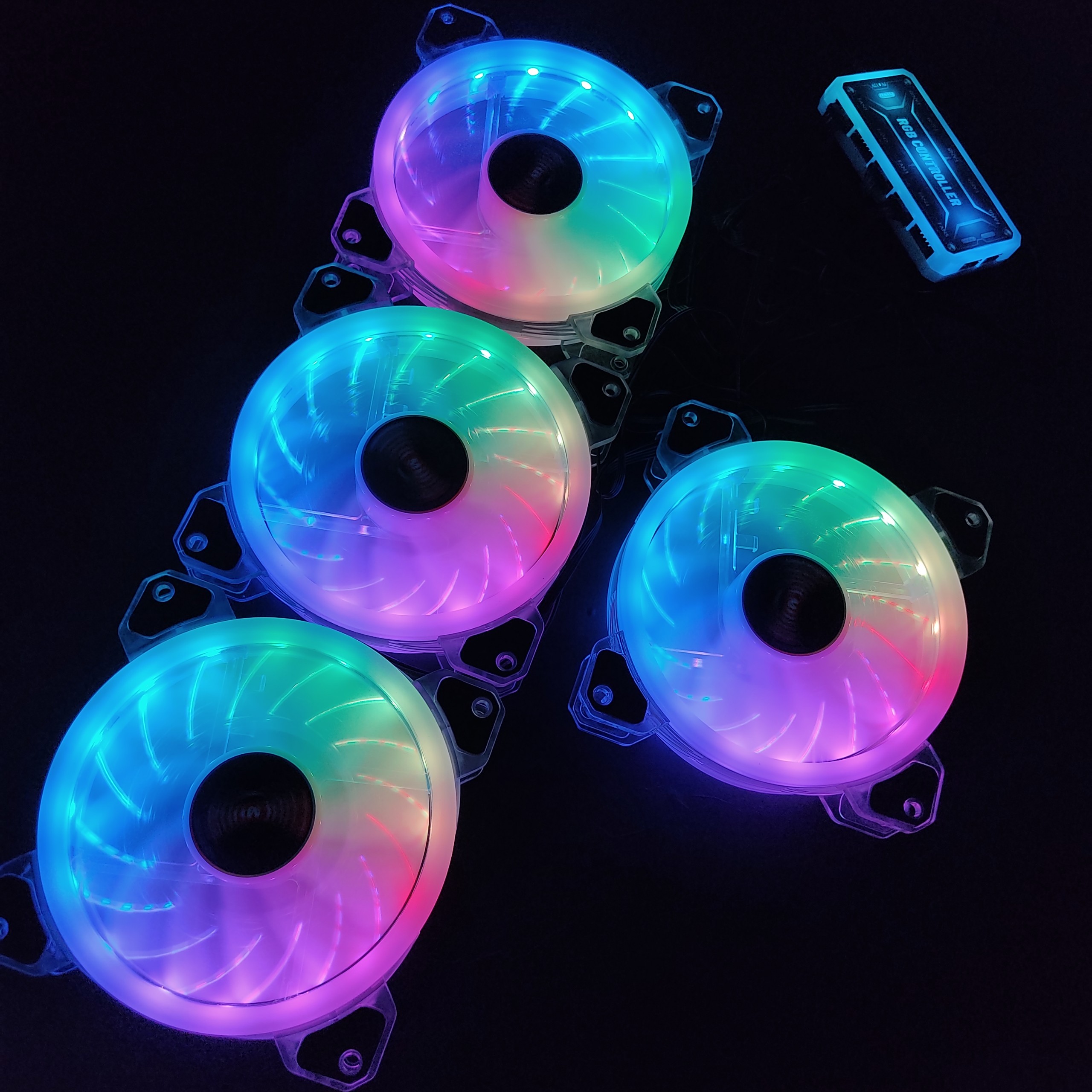 4 Quạt Tản Nhiệt, Fan Case YUPO K5 Led RGB Dual Ring, tặng kèm bộ Hub khiển Led RGB