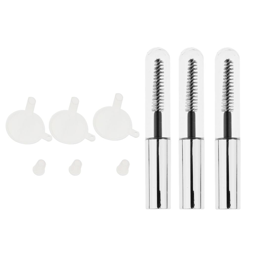 3X4 Ml Trang Điểm Trống Mascara Ống Tròn Với Lông Mi Cây Đũa Phép 3 Phễu Hút Bộ