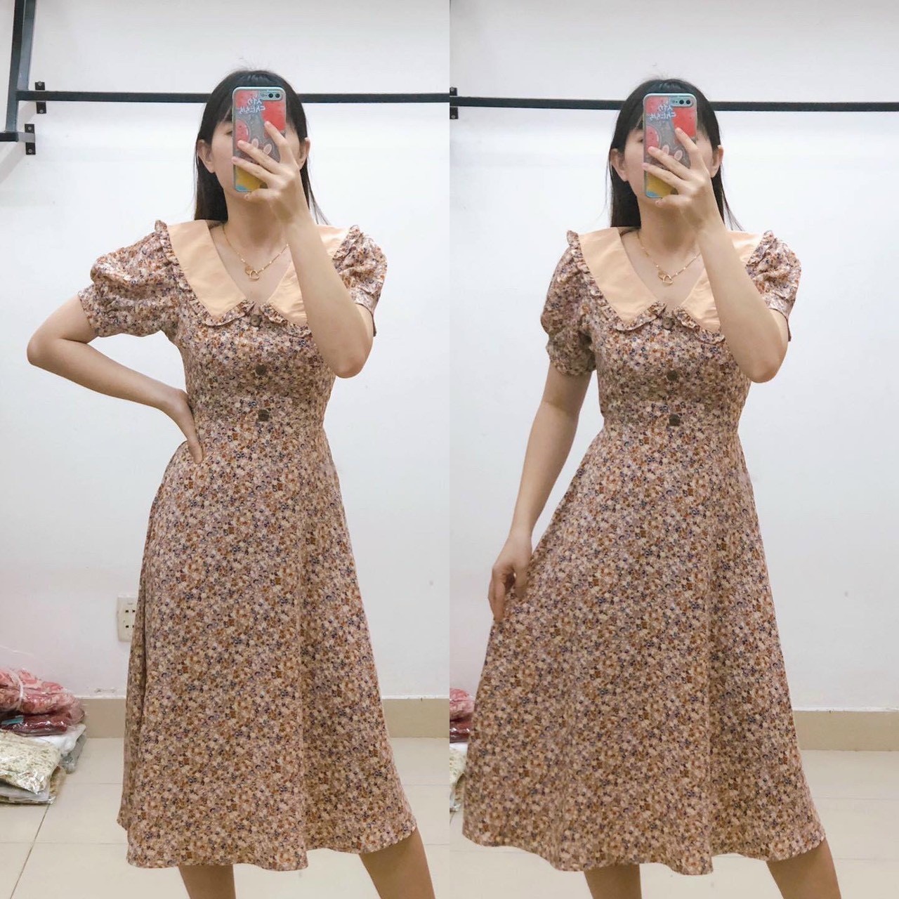 Đầm bông nhí freesize 45kg tới 65kg cho nữ