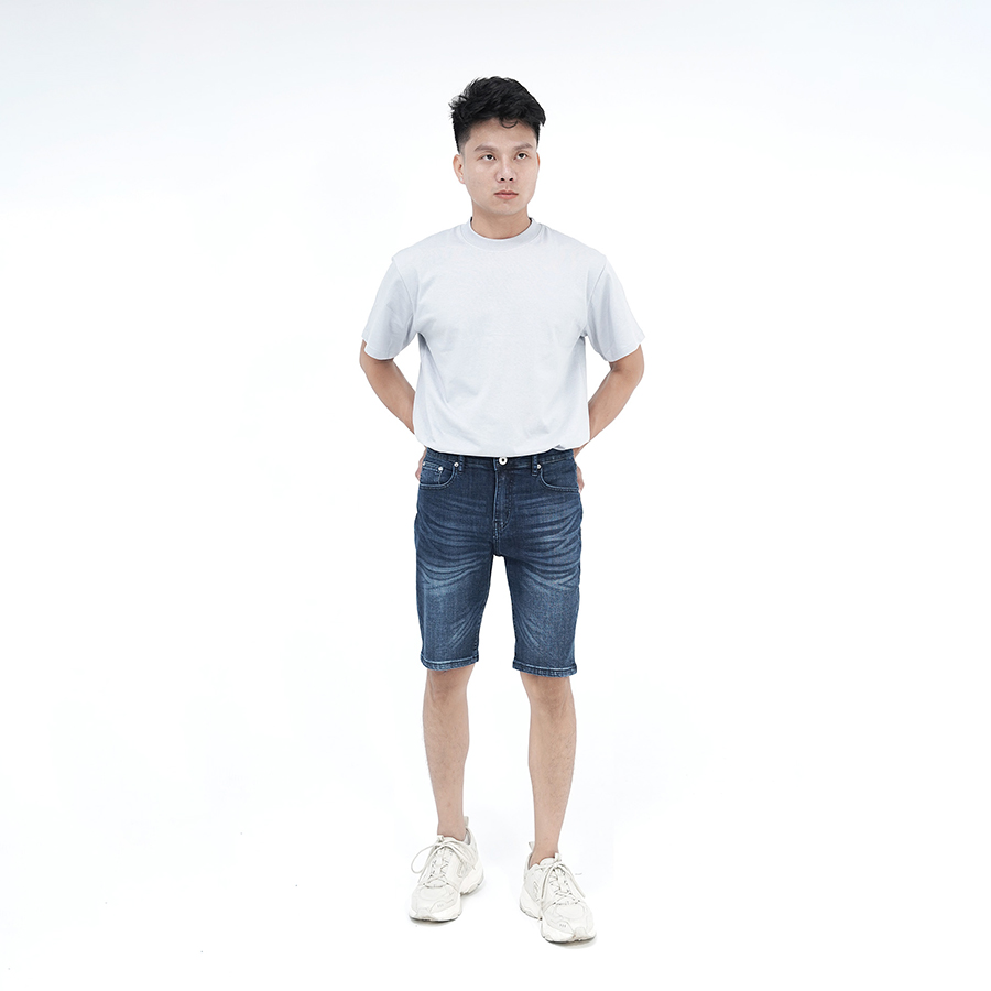 Quần Short Jeans Nam Cao Cấp HUNTER X-RAYS Form  Slimfit Thun Màu Xanh Nam Tính S61