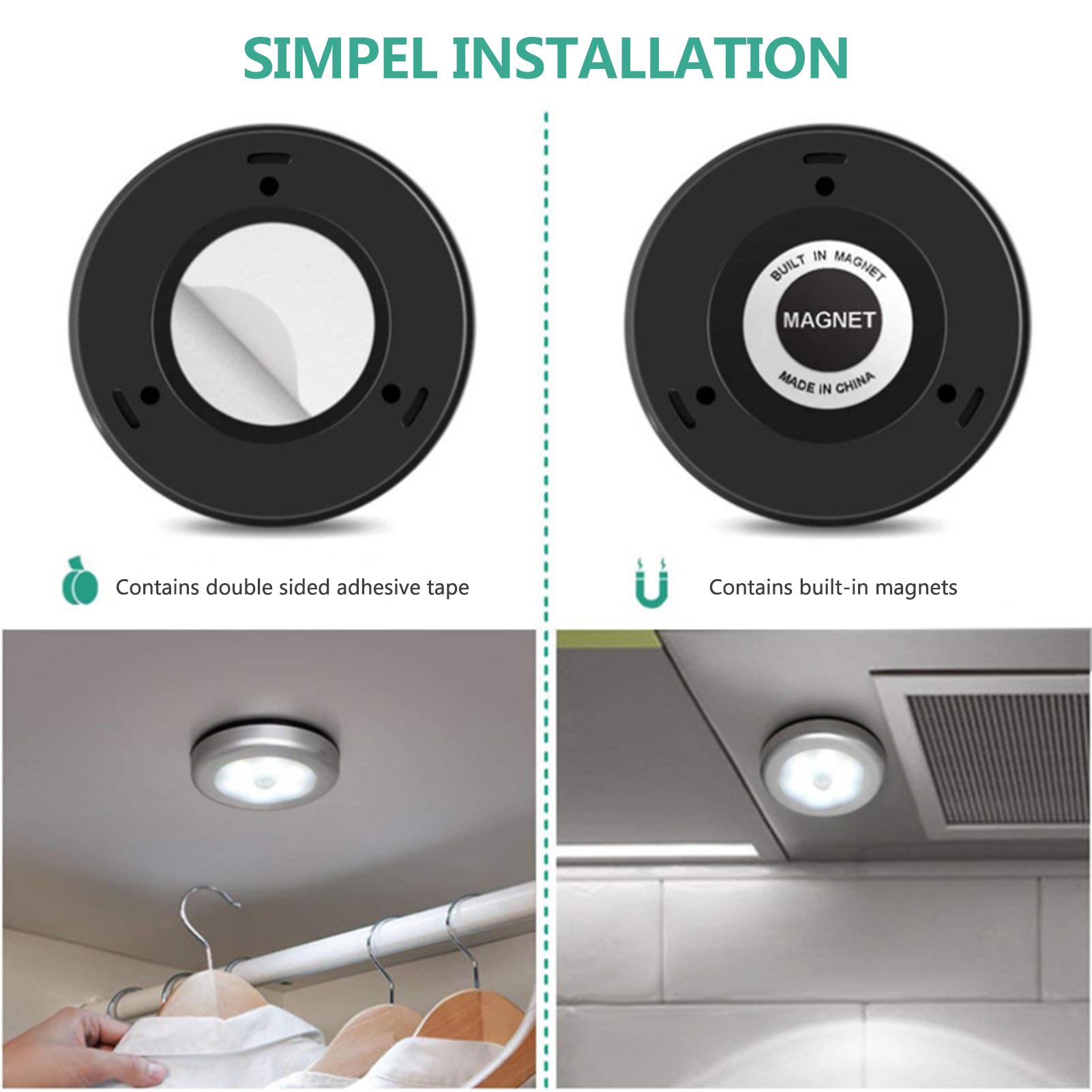 Đèn nhà thông minh tự dính tường Đèn cảm ứng cơ thể người với 6 đi ốt phát sáng