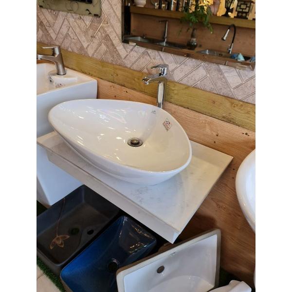 Lavabo sứ đặt bàn men nano tuyết KT 58*38*15