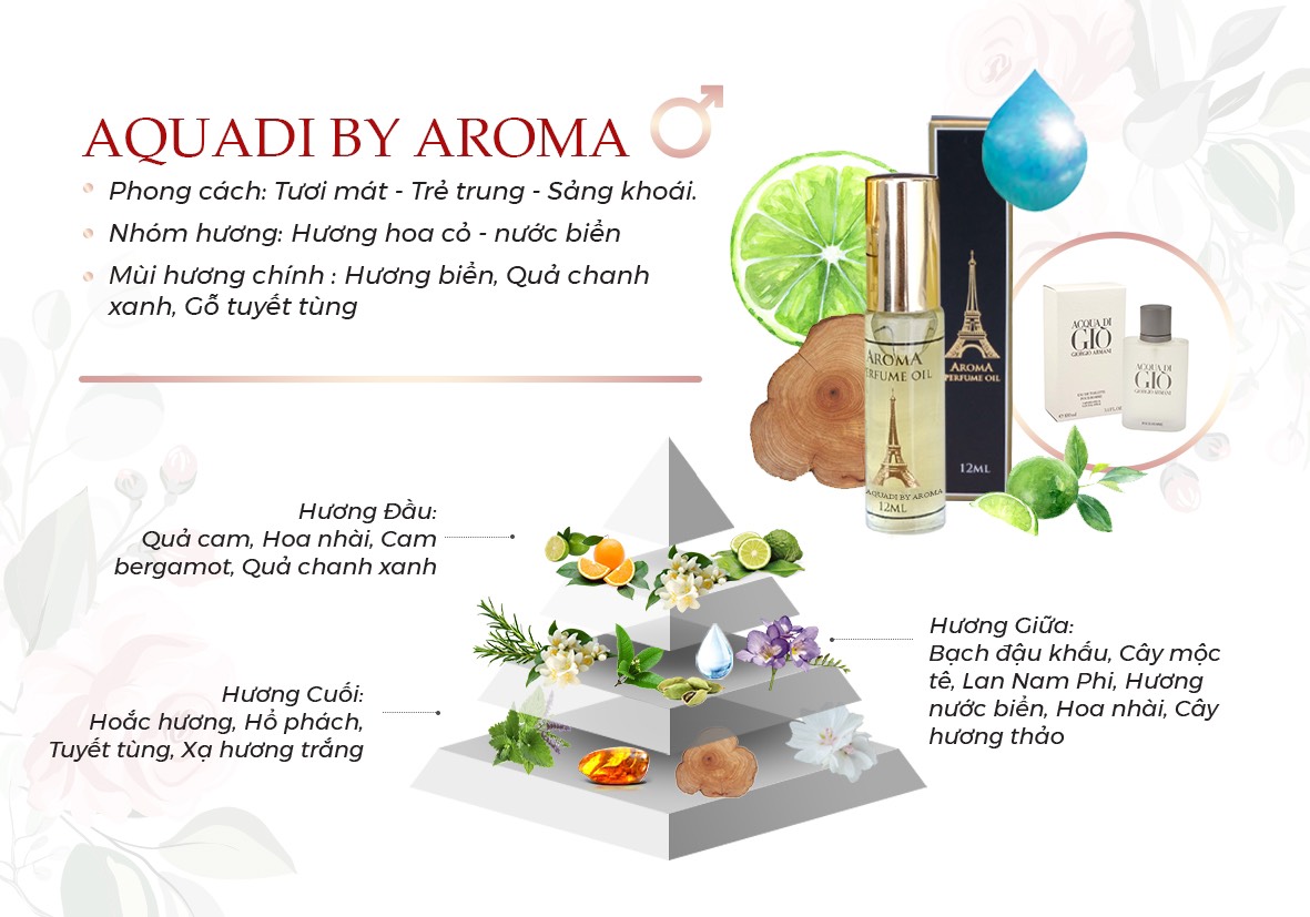 Aroma Aquadi Giò – Tinh Dầu Nước Hoa Pháp Dạng Lăn 12ml