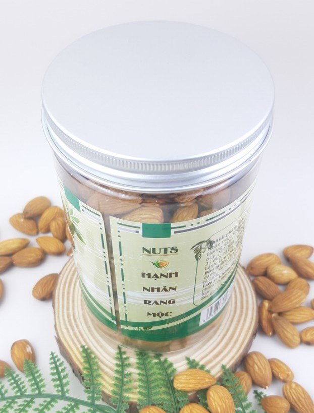 Hạt Hạnh Nhân Rang Mộc 1KG (gồm 2 hủ, mỗi hủ 500gr), Hạnh Nhân không vỏ, không chất bảo quản, không phụ gia