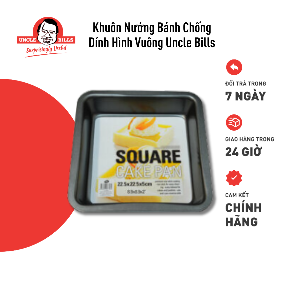 Khuôn Nướng Bánh Chống Dính Hình Vuông Uncle Bills KC0086