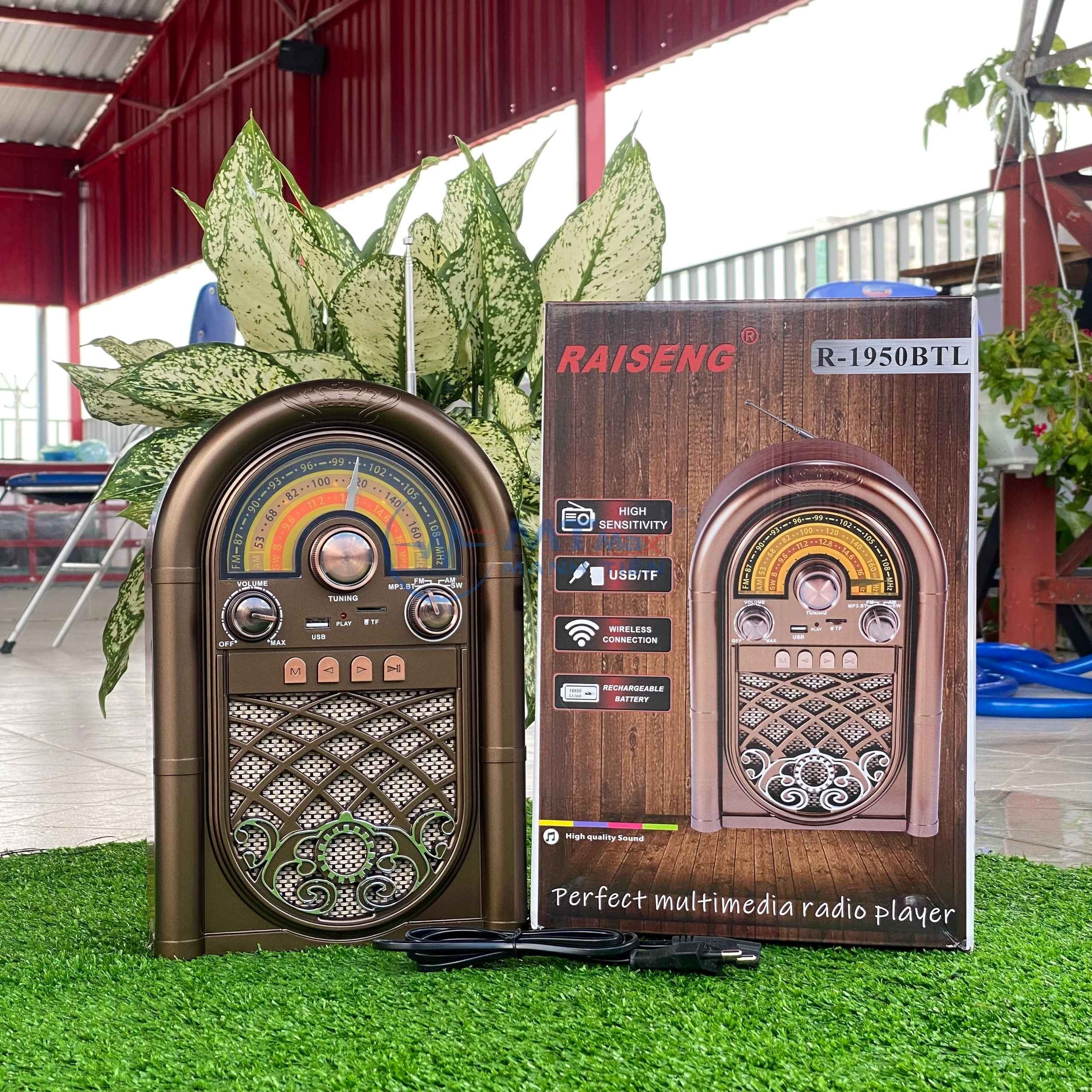 Đài FM Bluetooth R1950BT - Loa Bluetooth Kết Hợp Đài Radio Phong Cách Cổ Điển Hỗ Trợ Thẻ Nhớ USB Hàng Chính Hãng
