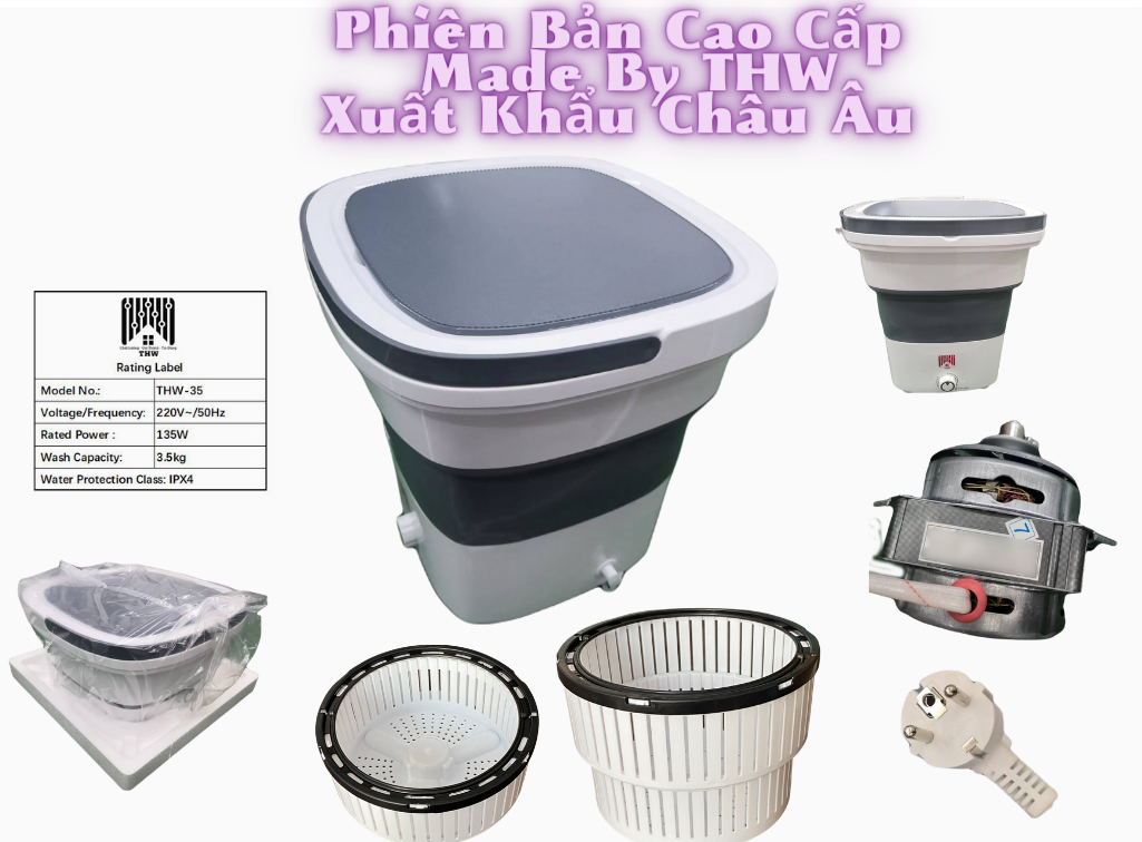 |THW-HCM| Máy giặt mini gấp gọn THW35 nhập khẩu chính hãng xuất USA